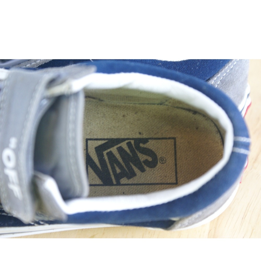Vans Old Skool V Off The Wall Navy Grey Suede Triple Strap Sneakers 5 Men 6.5 W - Picture 6 of 7